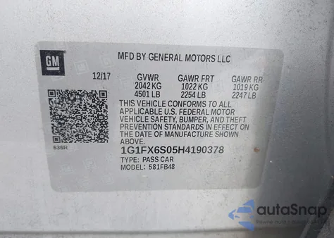 2017 Chevrolet Bolt Ev Premier z USA, uszkodzony, nr VIN 1G1FX6S05H4190378